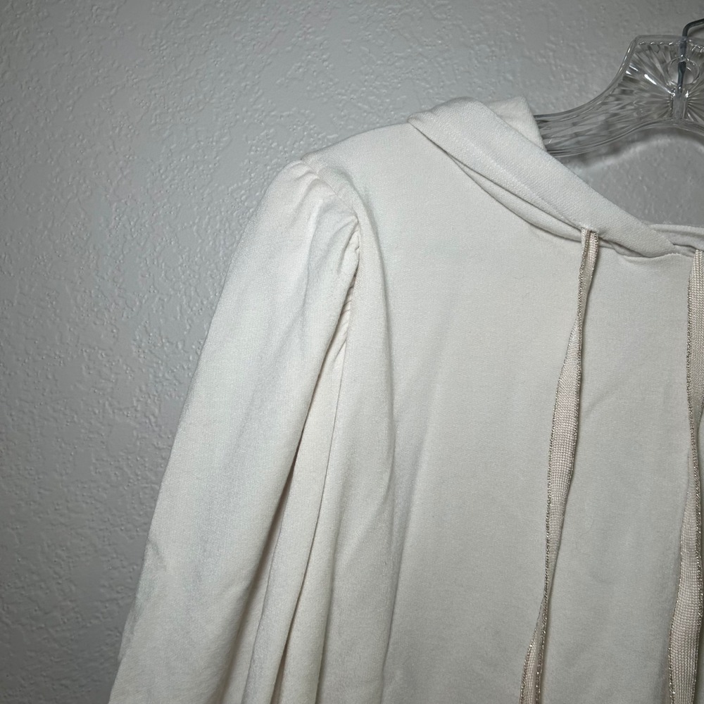 Sundry for Evereve Cream Puff Shoulder Hooded Sweatshirt Size M coquette lounge - Picture 2 of 6